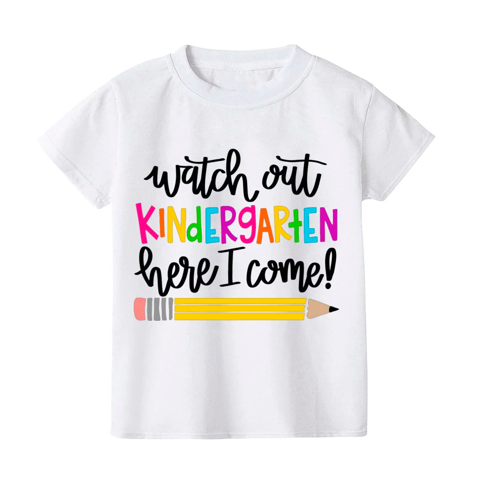 First Day of Kindergarten Kid T-Shirt Girl Boy Clothes Back To School Shirt Preschool 1-5th Grade Child Shirts School Opens Gift