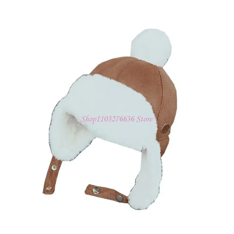 R6FD Baby Boys Girls Hat Kids Children Ear Flap Muff Winter Warm Plush Cap Outdoor Lei Feng Beanie Hat Gifts for 1-4 Years Old