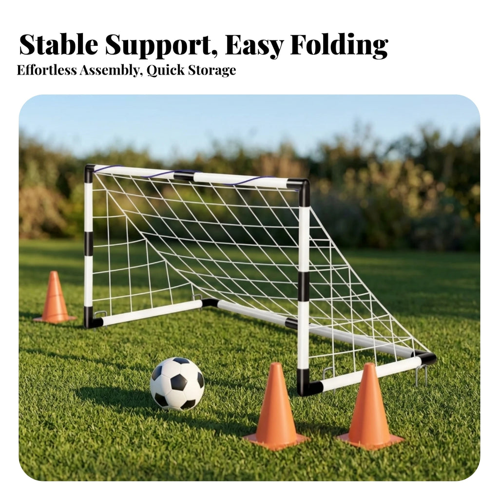 Children's Soccer Goal Rectangular Frame Kids Soccer Goal Set Sports Equipment Included Ball Inflation Pump