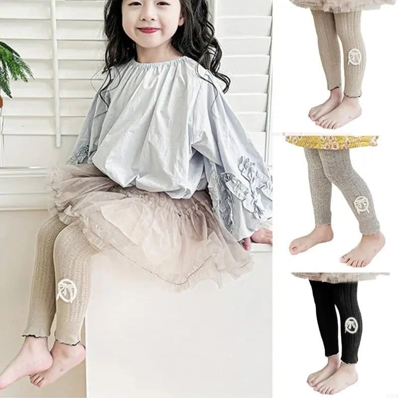 Kids Bottoming Pants Child Leggings Solid Color Trendy Girls Tights for Party Daily Performances & School Activity A2UB
