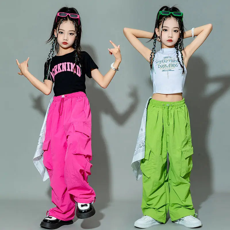 Kids Hip Hop Joggers Pants Teenage Straight Baggy Sweatpants Girls Streetwear Cargo Trousers Spring Vintage Casual Pants
