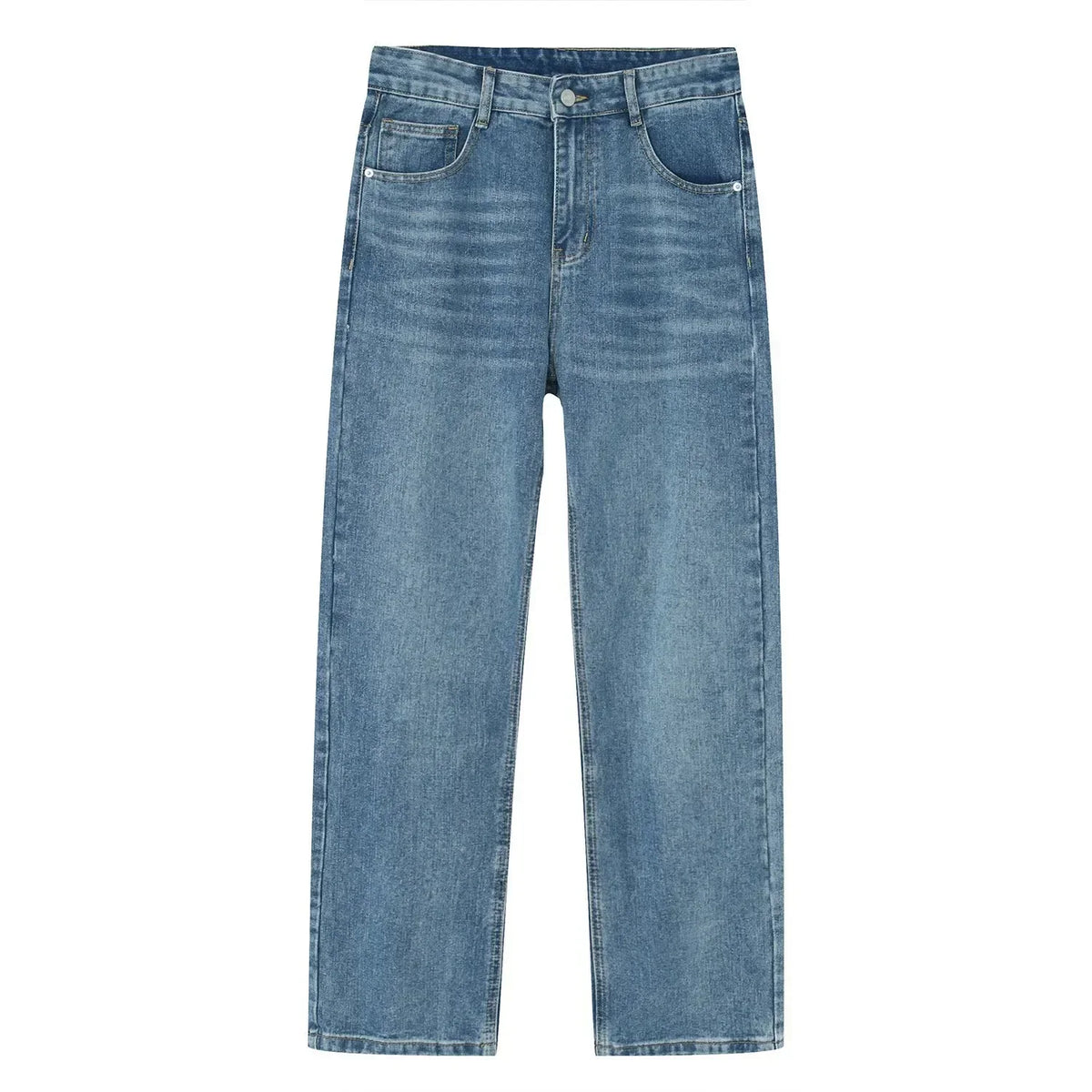 Business Men Jeans Casual Straight Stretch Pants Black and White Basic Fashion Classic Simple Work Denim Trousers Male Clothing