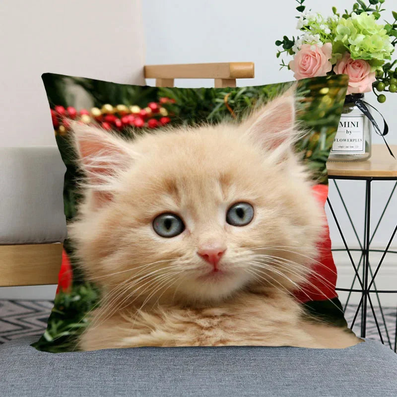 Cute Animal Bed Pillowcase for Car Sofa Home  Pet Cat Printed   Cushion Cover