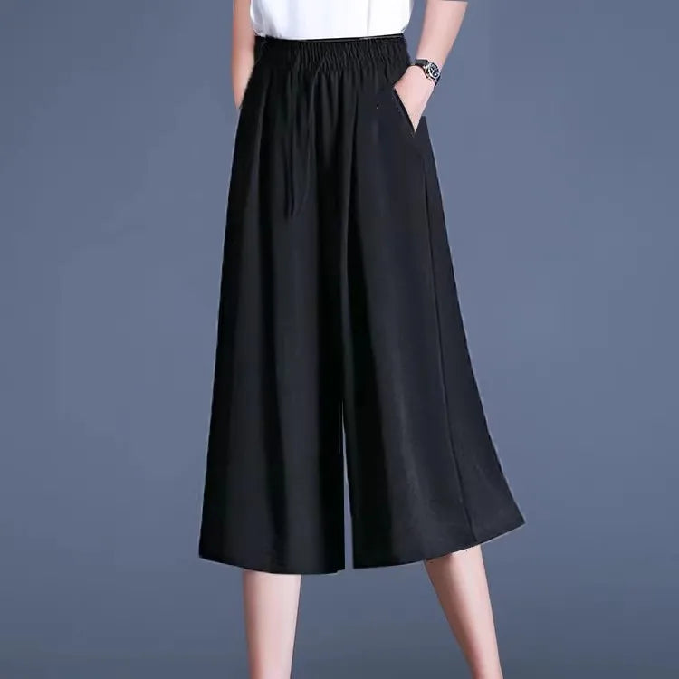 Ice Sensation Women's Summer 2025 New Wide Leg Pants Loose Casual Long Trousers Mom Korean Sle High Waist Polyester Fiber