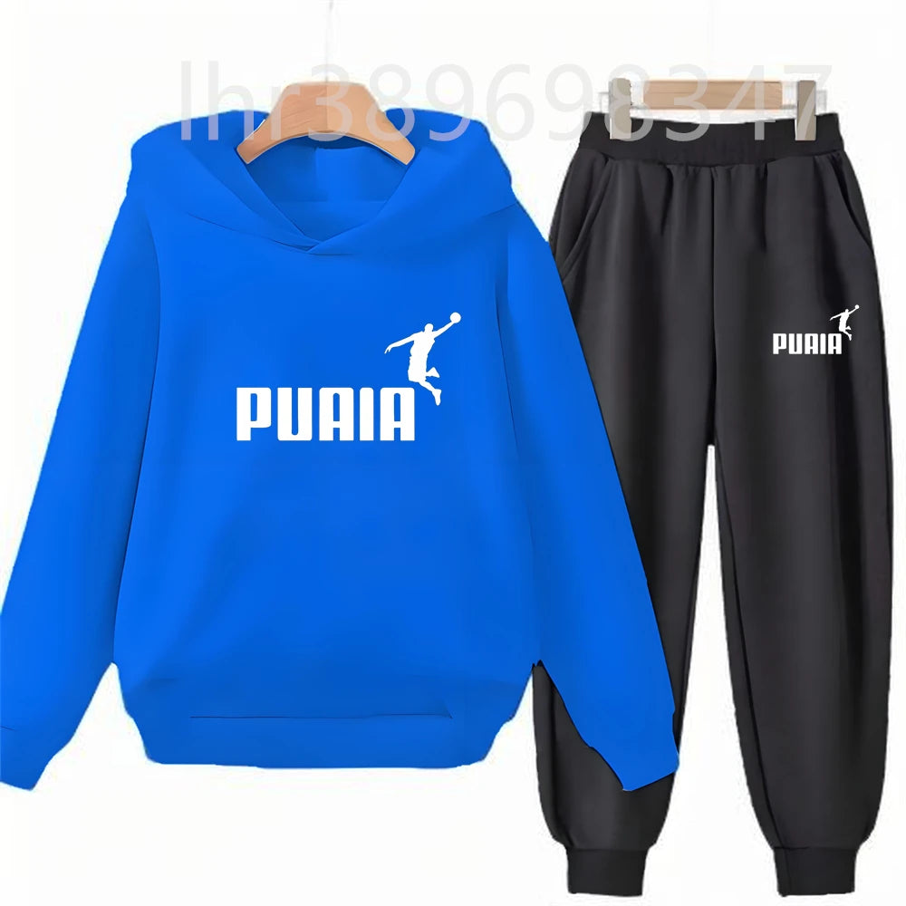 Children's Hoodies Top+Trousers Suit Girls Boy Age 3-12 Coat Casual Toddler Sweatshirt Hood Black Long Sleeves Clothing