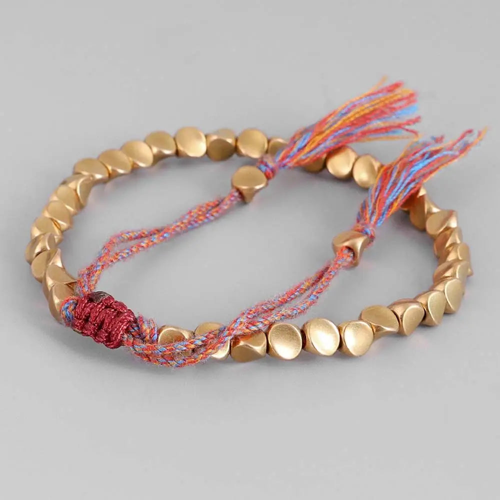 Men Gifts For Lovers Buddhist Cotton Rope Adjustable Braided Bracelet Wrist Jewelry Copper Beads Bangles
