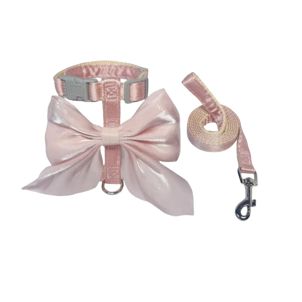 Pet Accessories Adjustable Pet Harness Escape-Proof Breathable Cat Leash Cute Bow Comfort Dog Chest Strap for Dogs Puppy Rabbit