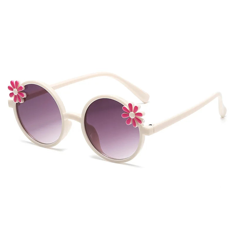 Cute Flower Children Sunglasses Fashionable Uv Protection Round Frame Outdoor Sunshade Kids Sunglasses 2344