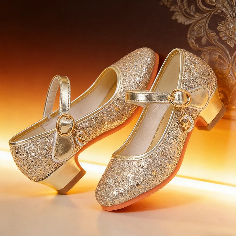 Fancy Little Girls Shiny Princess Dress Up Mary Jane Heels Halloween Cosplay Christmas Birthday Party Pageant Children's Shoes