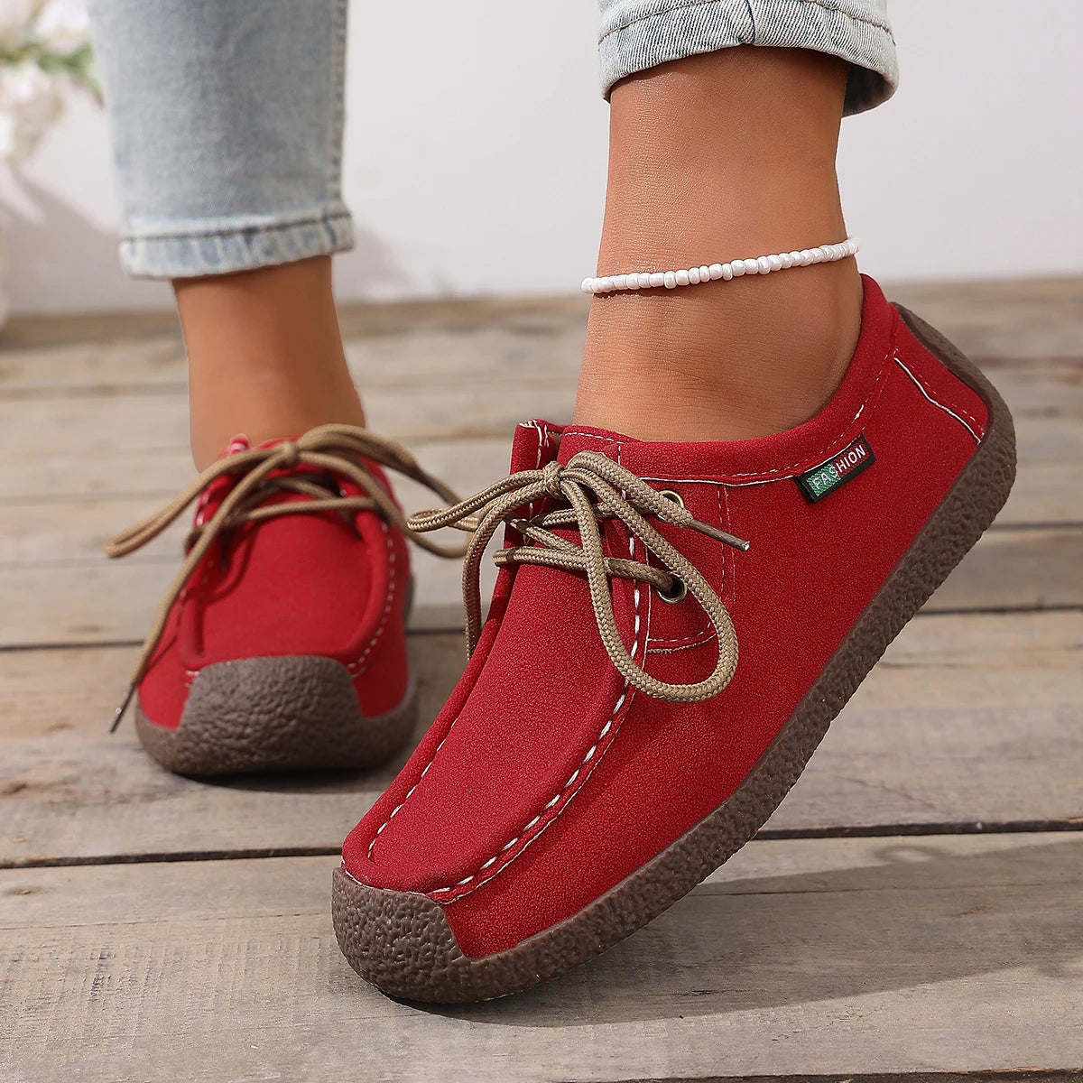 New Women's Casual Loafers Soft Sole Comfortable Lace Up Moccasins  Walking Daily Shoes for Women