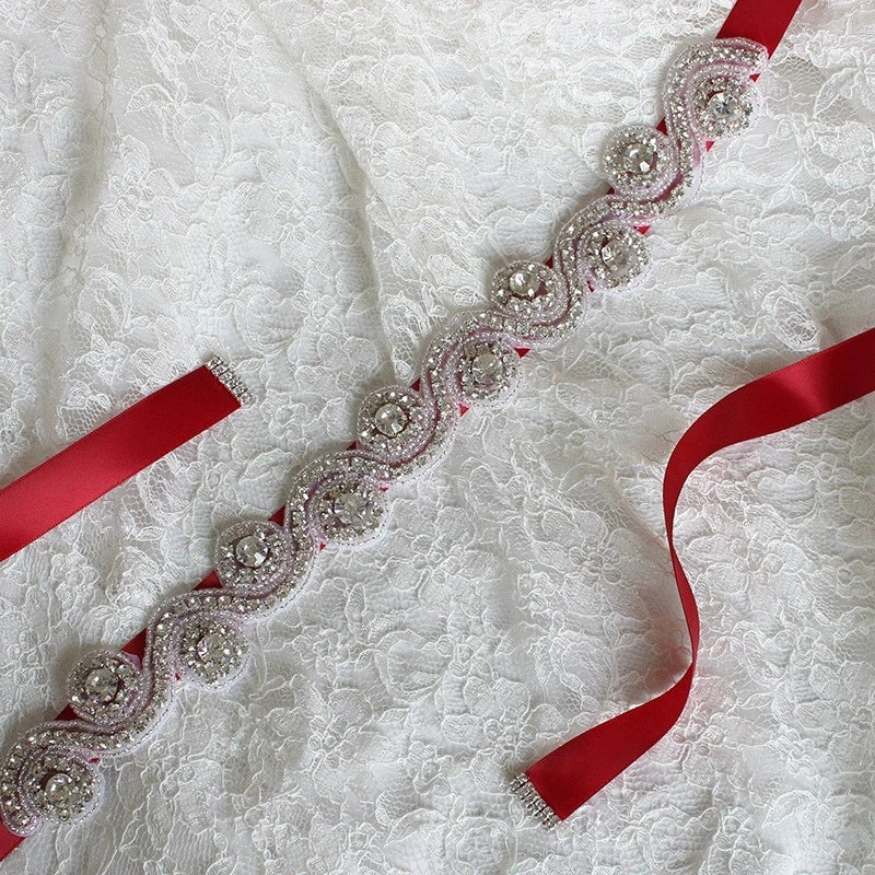 Elegant Wedding Belts for Women Accessories Bride Ribbon Rhinestone Dresses Belt or Ladies