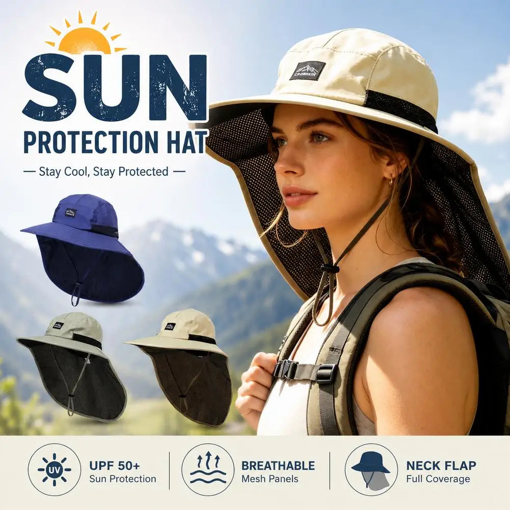 Men's Fisherman Hats Summer Outdoor Sun Protection Hats Wide Brim Waterproof Hiking Breathable Against Ultraviolet Rays Camping
