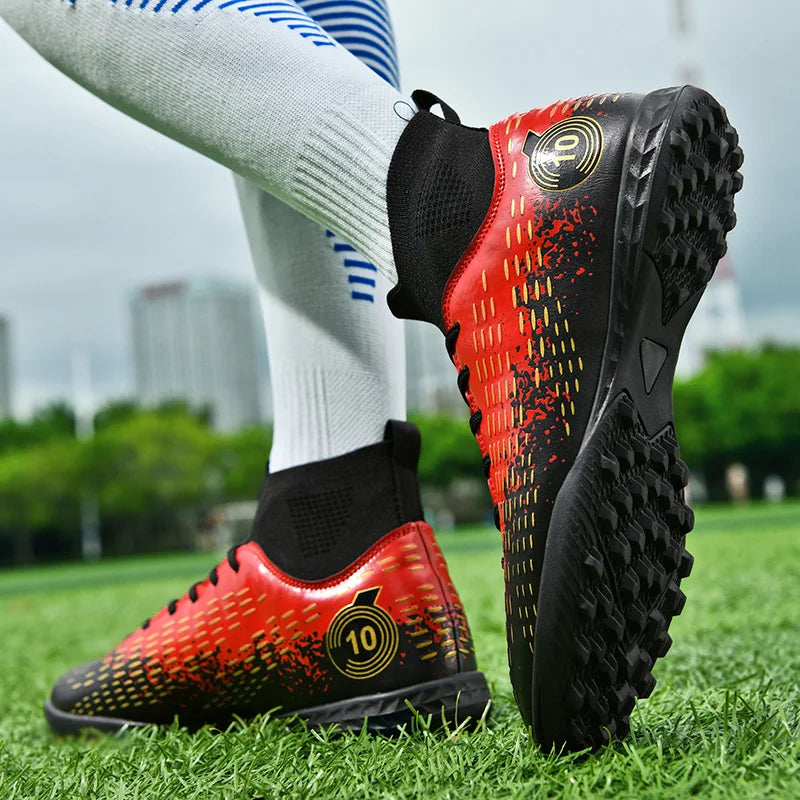 2024 Men's Soccer Shoes  Non-Slip AG/TF Soccer Cleats Ankle Boots Unisex Large Size Ultralight Football Boots Boys Sneakers