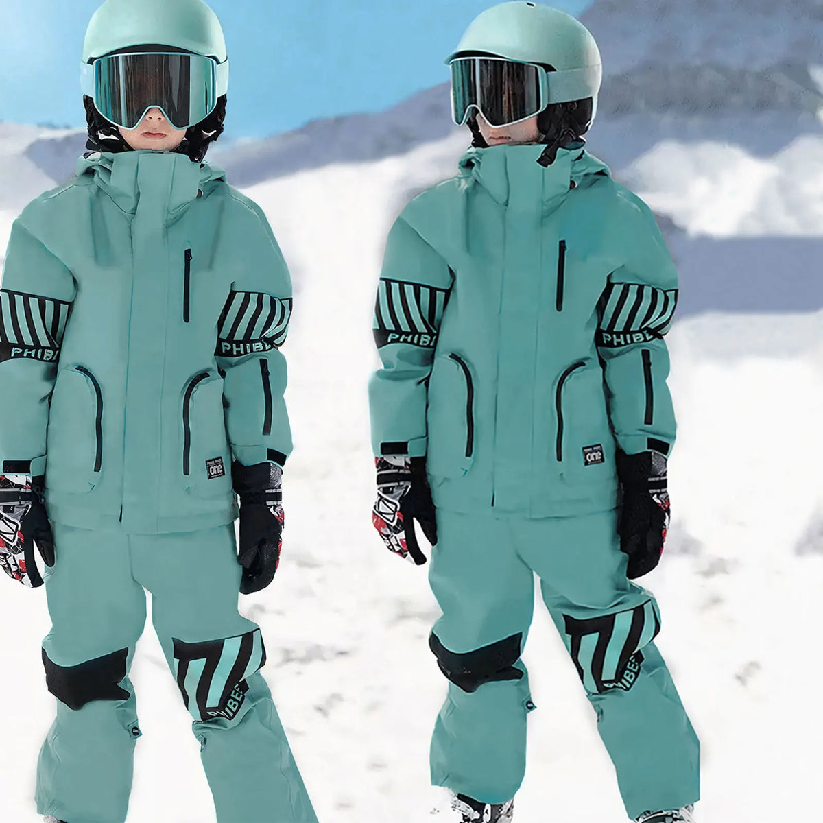 Girls Boys Snowboarding Wear,Children's Snowsuits,2-Piece Skiing Jacket Pants,Winter Waterproof Windproof Fleece Kids Ski Coat