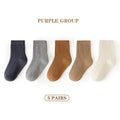 5 Pairs/Lot Children'S Socks Set Solid Color Double Needle Cotton Kids Mid-Tube Socks Candy Color Boys And Girls Student Socks