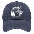 WTF Where's The Fish Hats for Man Fishing Here Fishy Fishy Hats for Men Baseball Funny Trucker Men Black Gym Caps Navy Blue