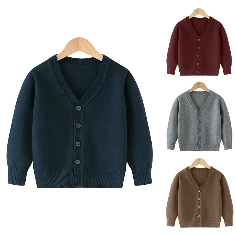 ZOETOPKID Winter Boys Knitted Sweaters Big Kids Clothes 2024 Autumn Children Cotton Pullover Teen Solid Knitwear Coats
