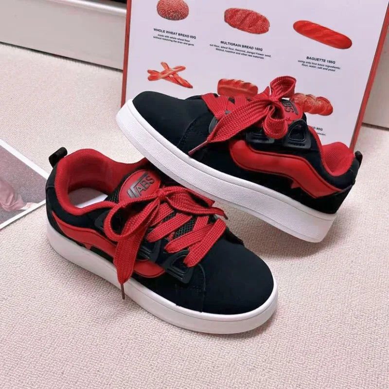 2025 New Black Women Vulcanize Shoes Casual Platform Sneakers Vintage Sports Female Korean Designer Flats Harajuku School Tennis