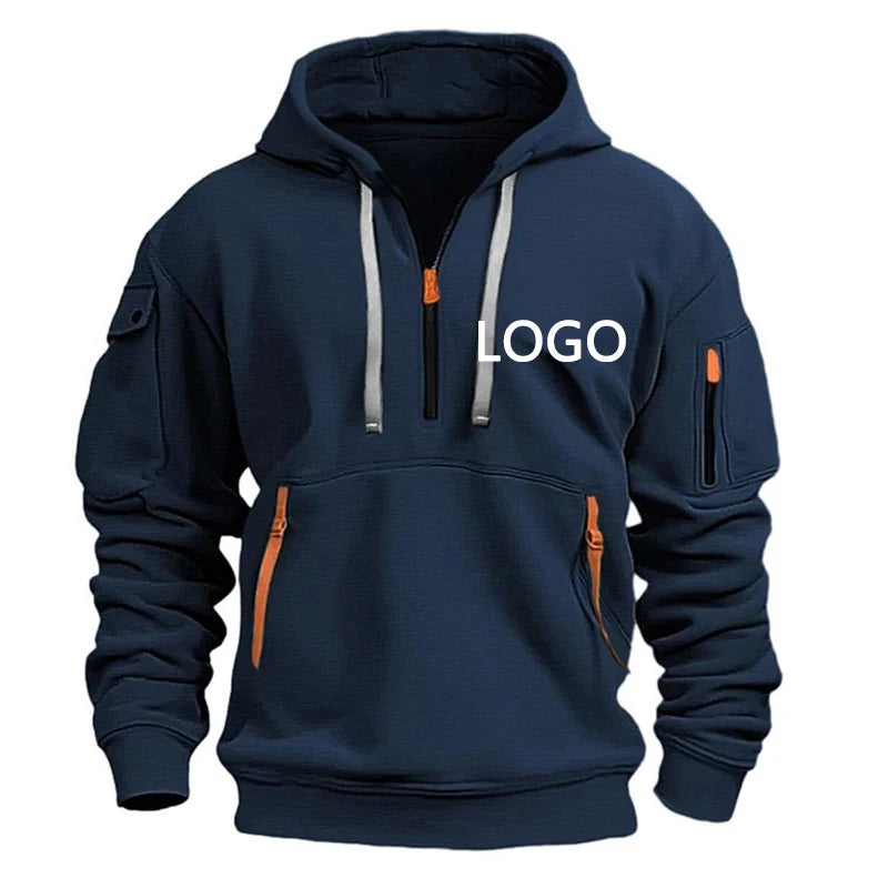 Customized Shoulder Drop Hoodies Men Leisure Sport Multi Zipper Arm Pocket Loose Sweatshirts Women Fashion Hoody Jacket Pullover