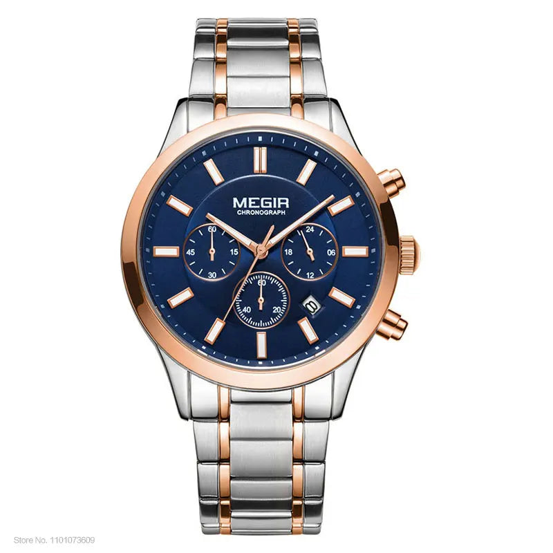 MEGIR Watches for Men 2021 New Chronograph Quartz Watch Luxury Stainless Steel Wristwatch Man Relogios Masculino часы мужские