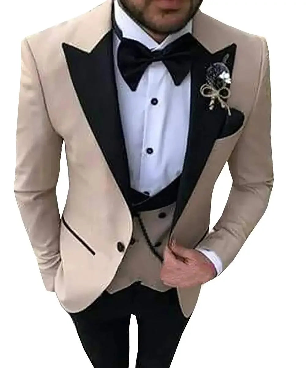 2024 Men 3 Pieces Suits For Men Custom Made Groom Groomsmen Tuxedos Wedding Men Suit Terno Masculino ( Jacket+Pants+Vest )