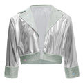 Kids Girls Sequin Jackets 6-16 Children Baseball Coat Outerwear Disco Performance Jazz Dance Costume Party Fashion Streetwear