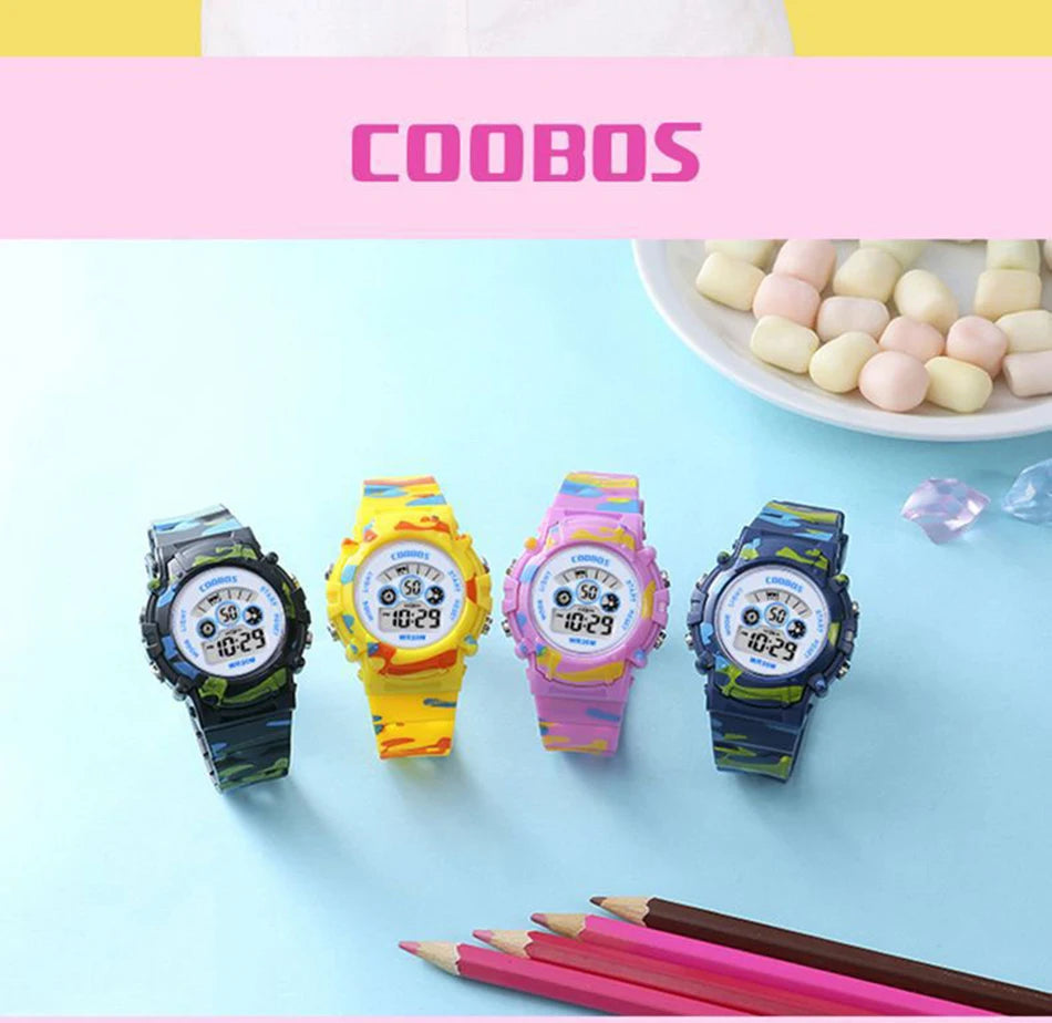 Kids Digital Watch Waterproof Luminous Led Children's Watch Sports Camouflage Watches for Boys Girls Student Clock Montre Enfant