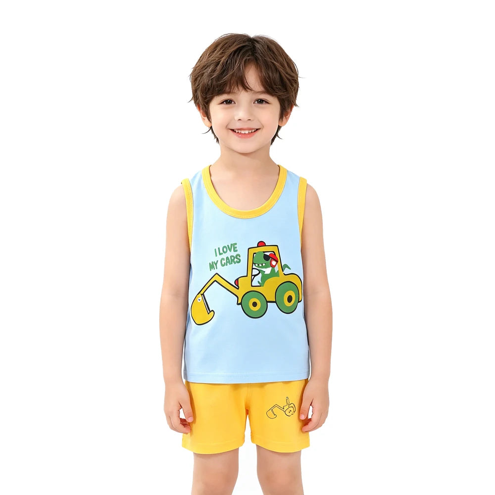 Summer Girls Pajamas Sets Kids Clothes Vest Suit Children Clothing baby Cotton T-Shirts Shorts Tank Top Boys Pyjamas Tank Tops