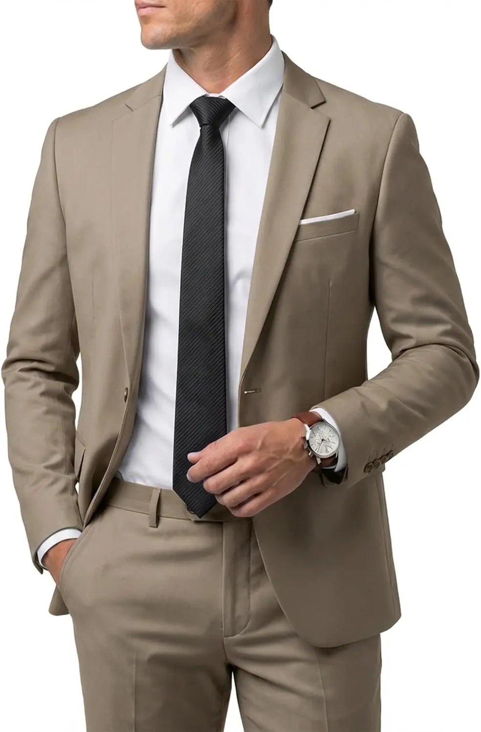 Men's 2 Piece Suit  One Button Slim Fit Solid Jacket  Pants Set Suits for Men Party Wedding Prom  Business