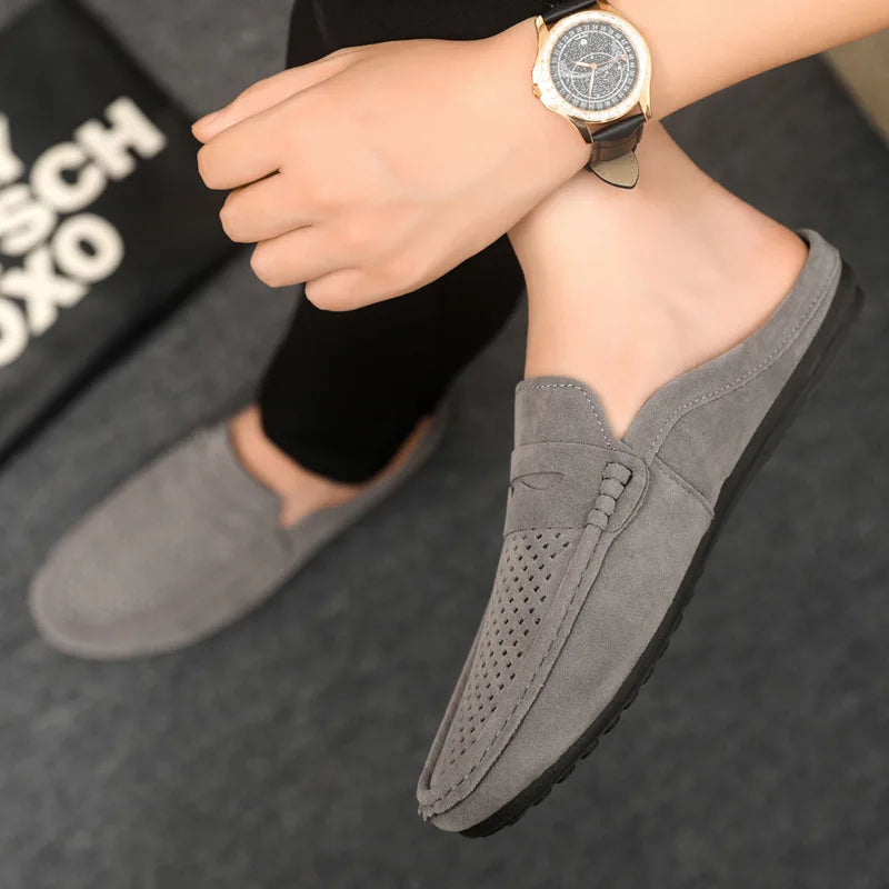 Men's Loafers Lightweight Bean Shoes Summer One Step Push Lazy Breathable Casual Half Support Slippers for Men