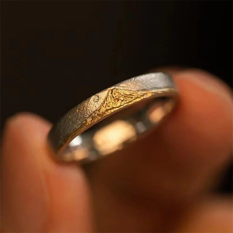 Men Ring 925 Sterling Silver Jewelry Adjustable Trendy Gold Mountain Design Ring Male Index Finger Accessories