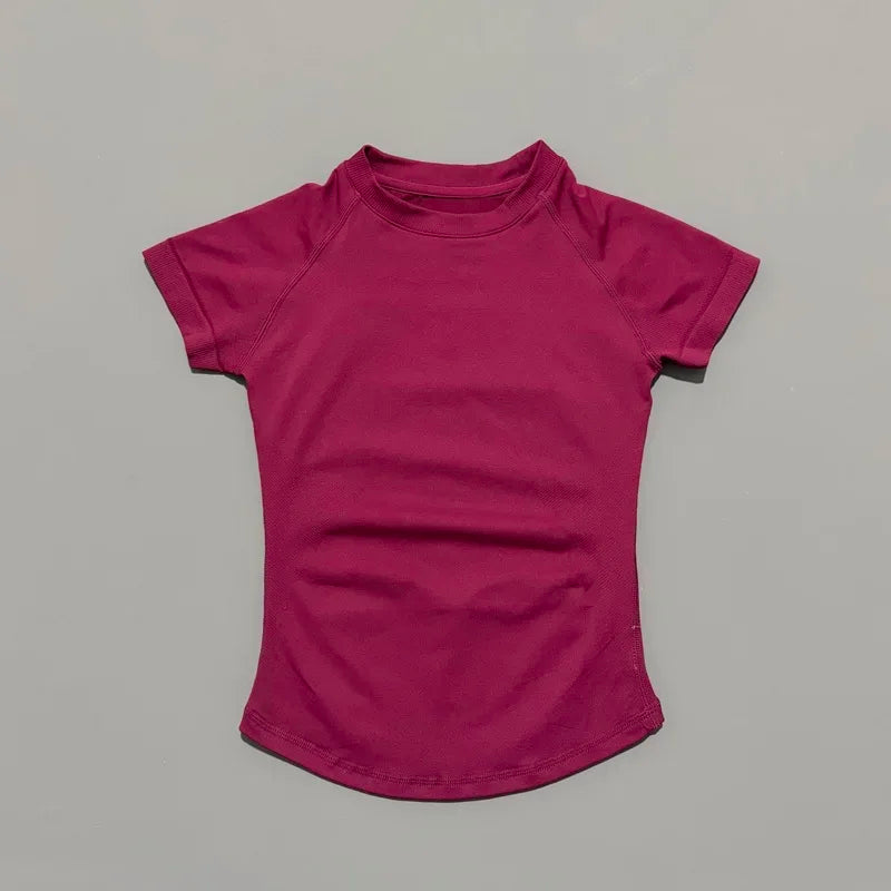 Women Sports T-Shirt Round Neck Short Sleeve Breathable Stretchy Tops Gym Fitness Yoga Running Workout Casual Athletic Shirts