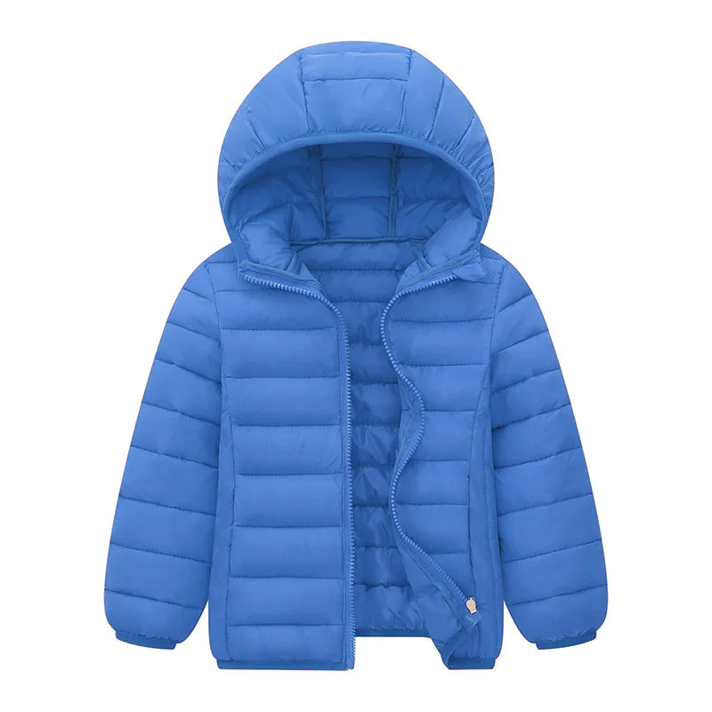 Kids Boy Lightweight Down Jacket Autumn Winter Coats Children Girl Warm Hooded Outerwear Teen Students Cotton Clothes 6-14 Years