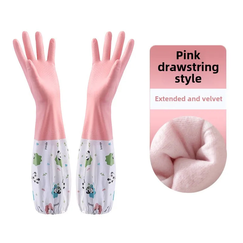 Women's Household Rubber Gloves: Durable Extended Waterproof for Kitchen Dishwashing Cleaning And Laundry