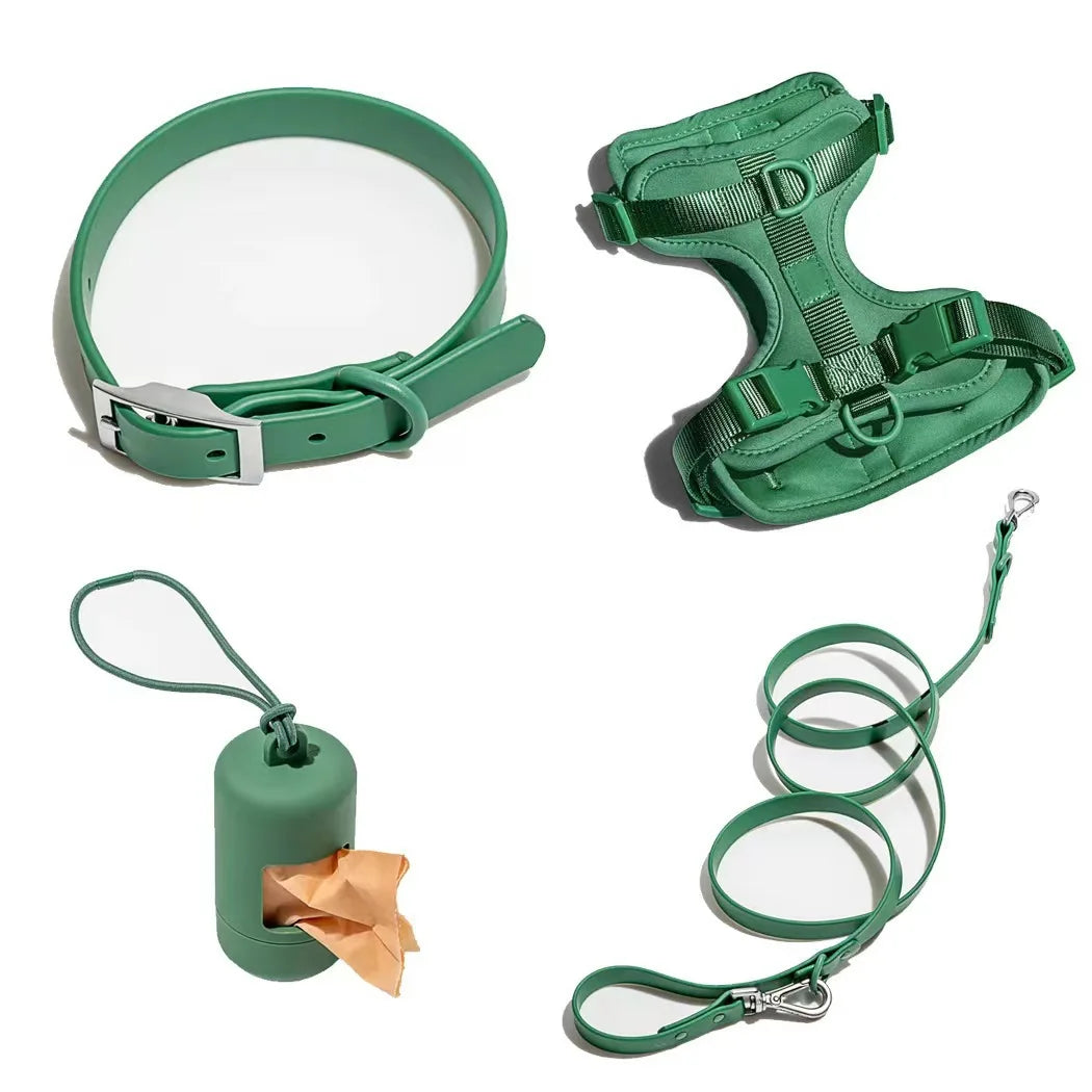 Pet Leash Anti-slip Breathable Collar Drawstring Chest Back Garbage Bag Storage Set Pet Travel Harnesses Supplies Accessories