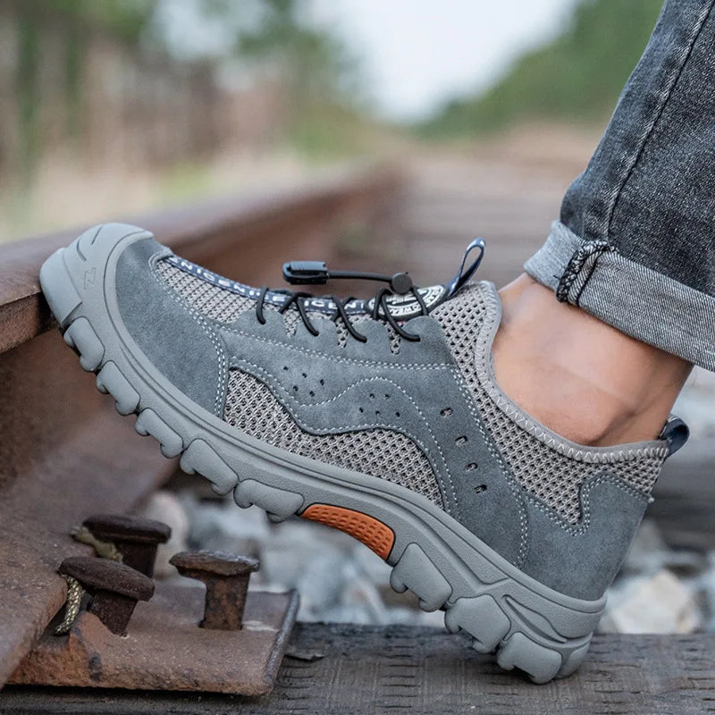 Men's Safety Shoes Summer Anti Smashing Anti Puncture Work Boots Wear Resistant Indestructible Non Slip Steel Toe Shoes for Men