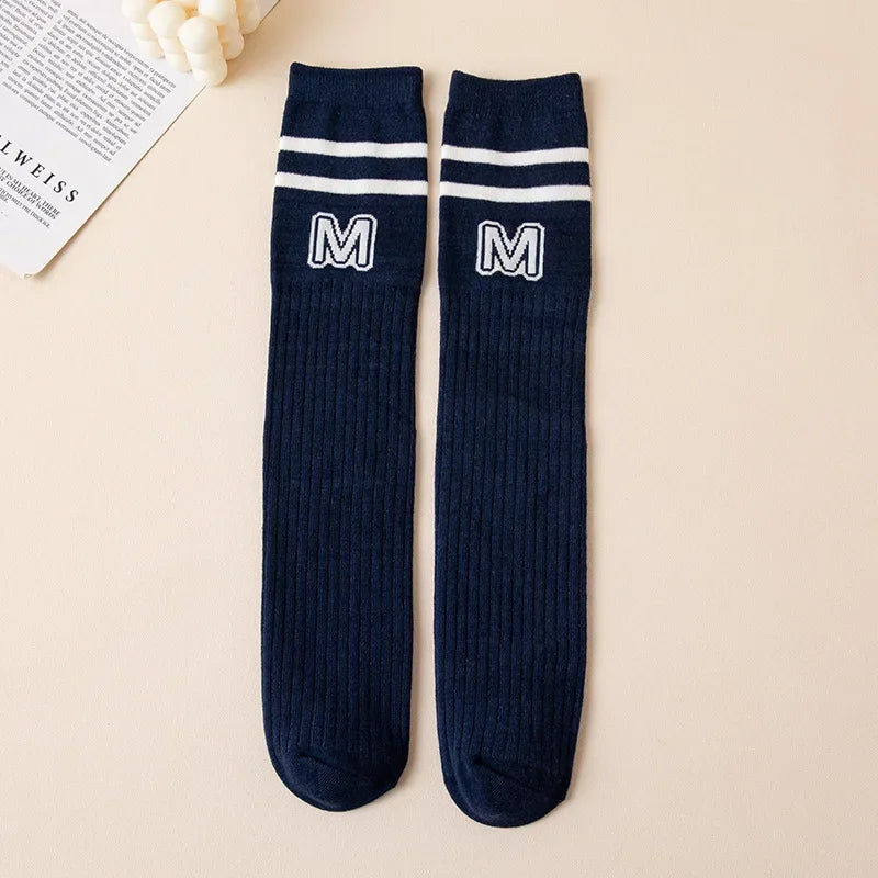 Kids Boy Girl School Sock Fashion Letter M Knee High Sock for Toddler Stocking Children Spring Autumn Cotton Soft Sock
