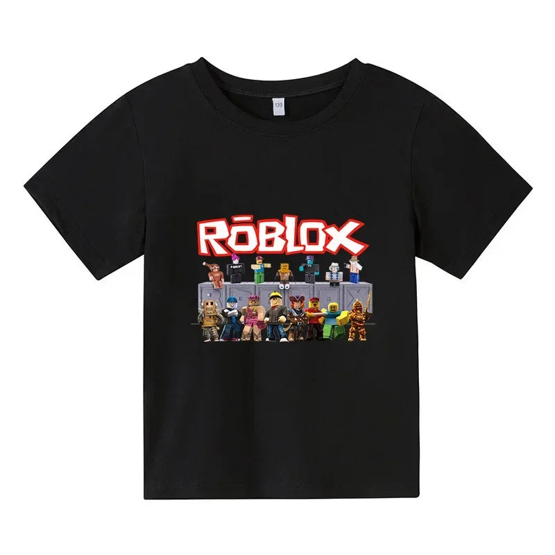 2025 Roblox kid T-shirt Boys Game Sports Cotton T-shirt Child Cartoon Short sleeve top Casual Street Harajuku Clothes