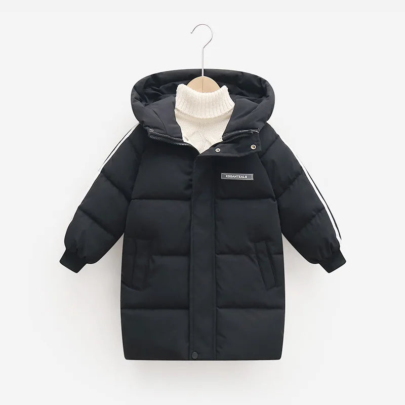 3-10 Years Winter Keep Warm Boys Jacket Thick Solid Color Detachable Hat Hooded Coat For Kids Children Outerwear