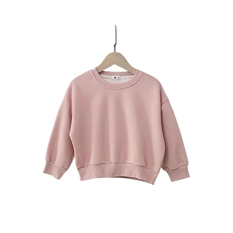 Children's Hoodies 1-7 Y Boys Solid Simple sweatshirt Girls O-neck Pullover 6 Colors Spring Autumn Teenage Casual Tops