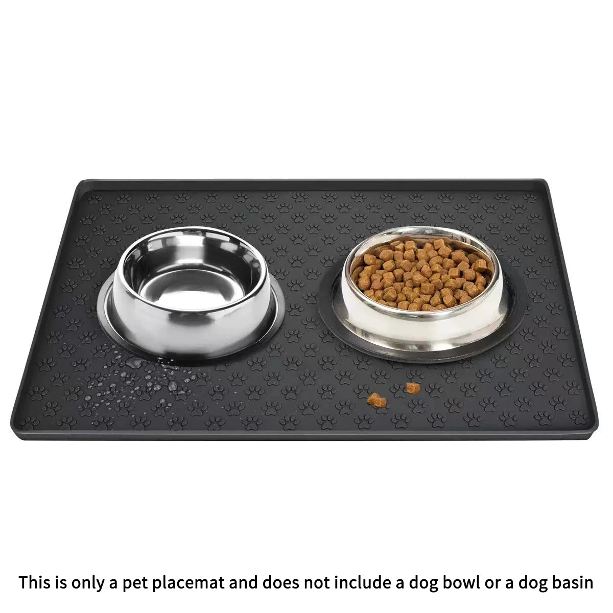 Pet Dog Feeding Mat, Made of Silicone Material, Easy to Clean, Rectangular Cat and Dog Meal Mat with Raised Edges