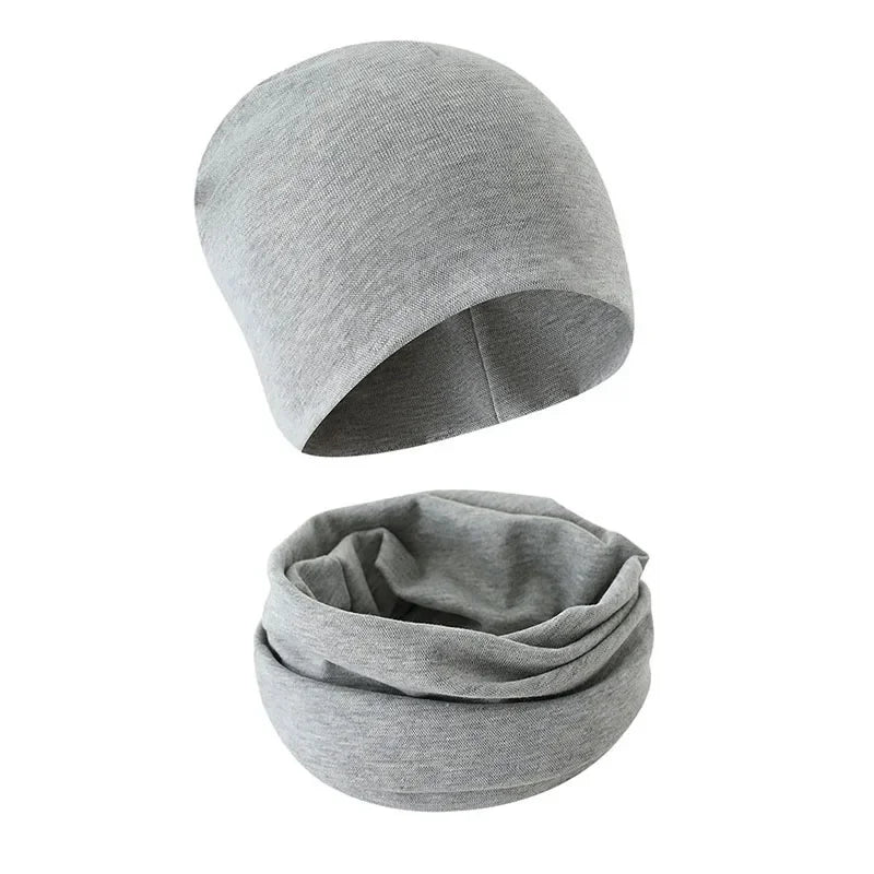 Children Beanie Hat Scarf Autumn Winter Solid Color Warm Toddler Hat Scarf for Girls and Boys Infant Hats Set Kids Neck Warmer