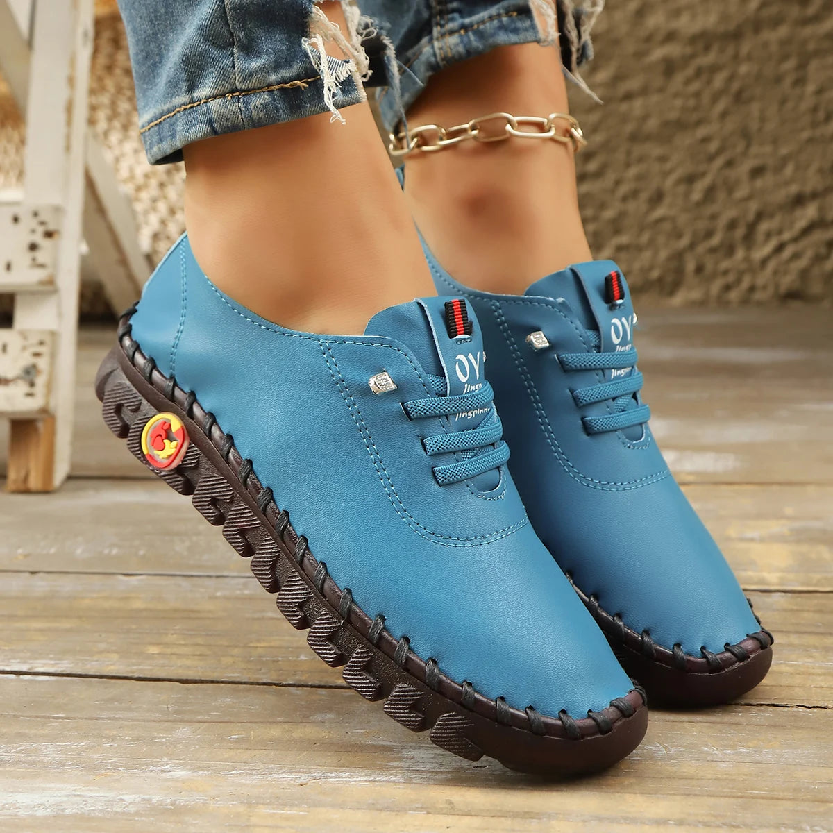 Sneakers Women Shoes Loafers Lace Up Leather Flat New Spring 2025 Casual Comfortable Mom Shoes Mujer Zapatos Chaussure Femme
