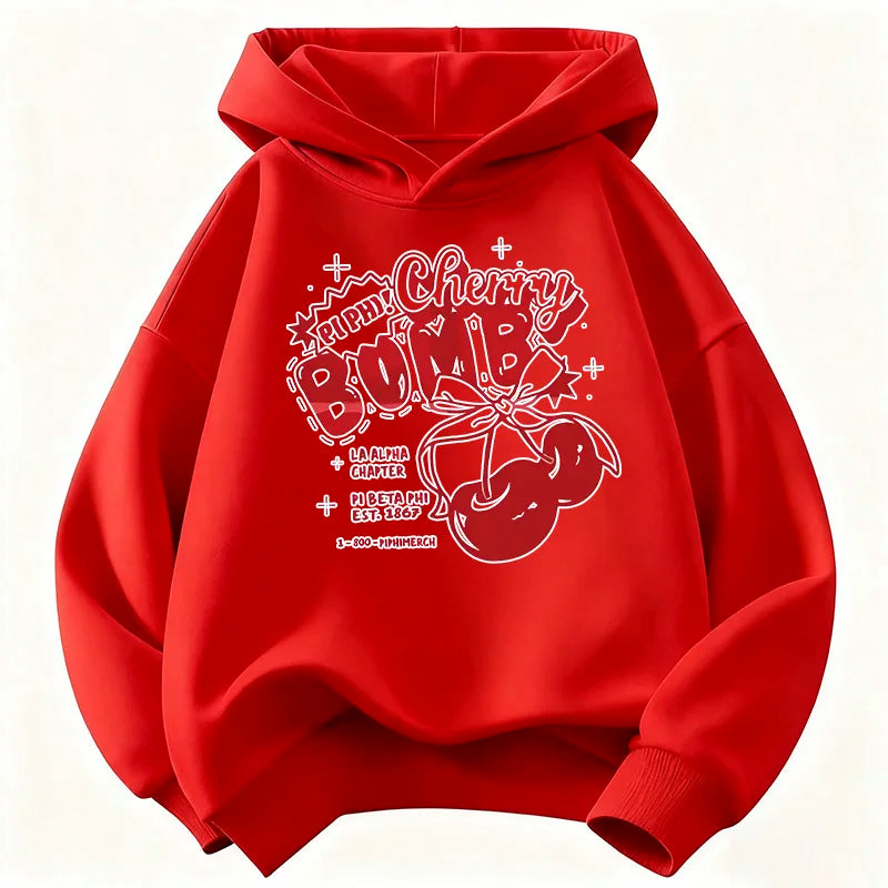 Y2k Girls Hoodie Cherry Design Children's Sweatshirt Cute Hoody for Boys Girls Autumn Winter Casual Hoodies Kids