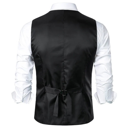 #4840 Black Gray Brown Split Joint Men's Vest Vertrical Striped Blazer Vest Double Breasted Waistcoat Slim Vintage Sleeveless