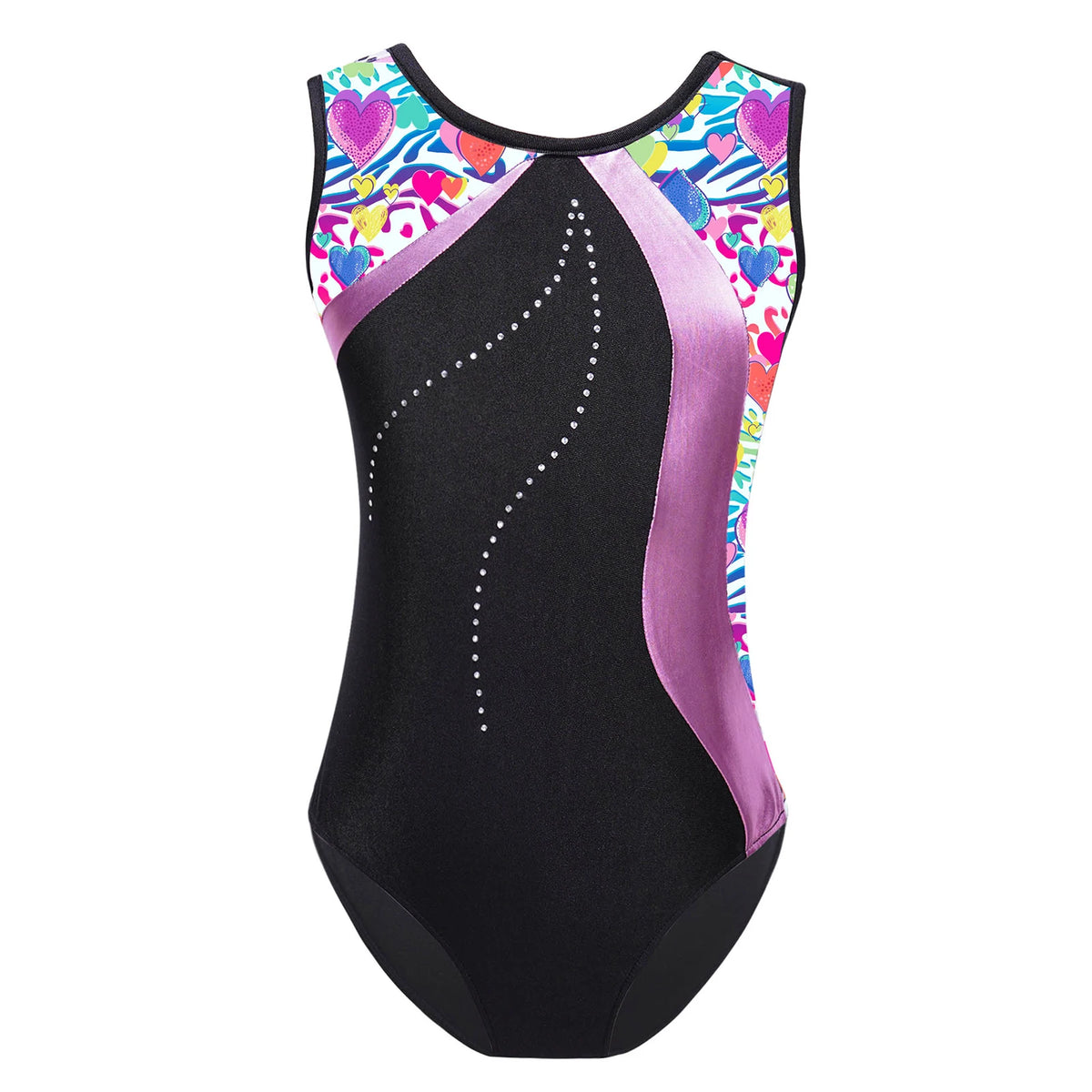 Kids Girls Gymnastics Swimsuit for Dancing Ballet Dancewear Metallic Shiny Leotard Print Asymmetrical Shoulder Strap Bodysuit