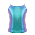 Kid Girl Sparkly Sequin Camisole Hip Hop Jazz Dance Tank Tops Spaghetti Straps Workout Gymnastics Vest Shirt Performance Costume