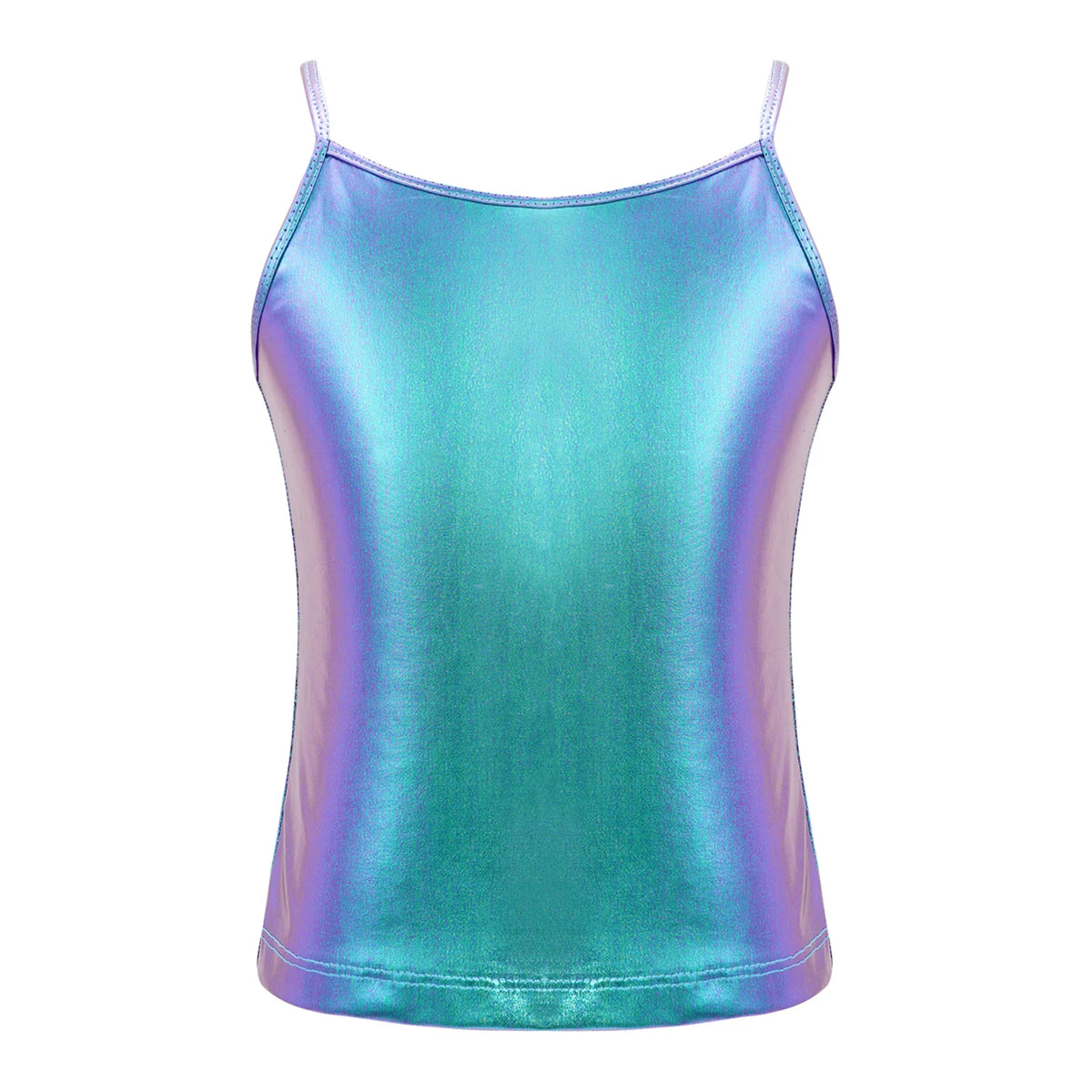 Kid Girl Sparkly Sequin Camisole Hip Hop Jazz Dance Tank Tops Spaghetti Straps Workout Gymnastics Vest Shirt Performance Costume