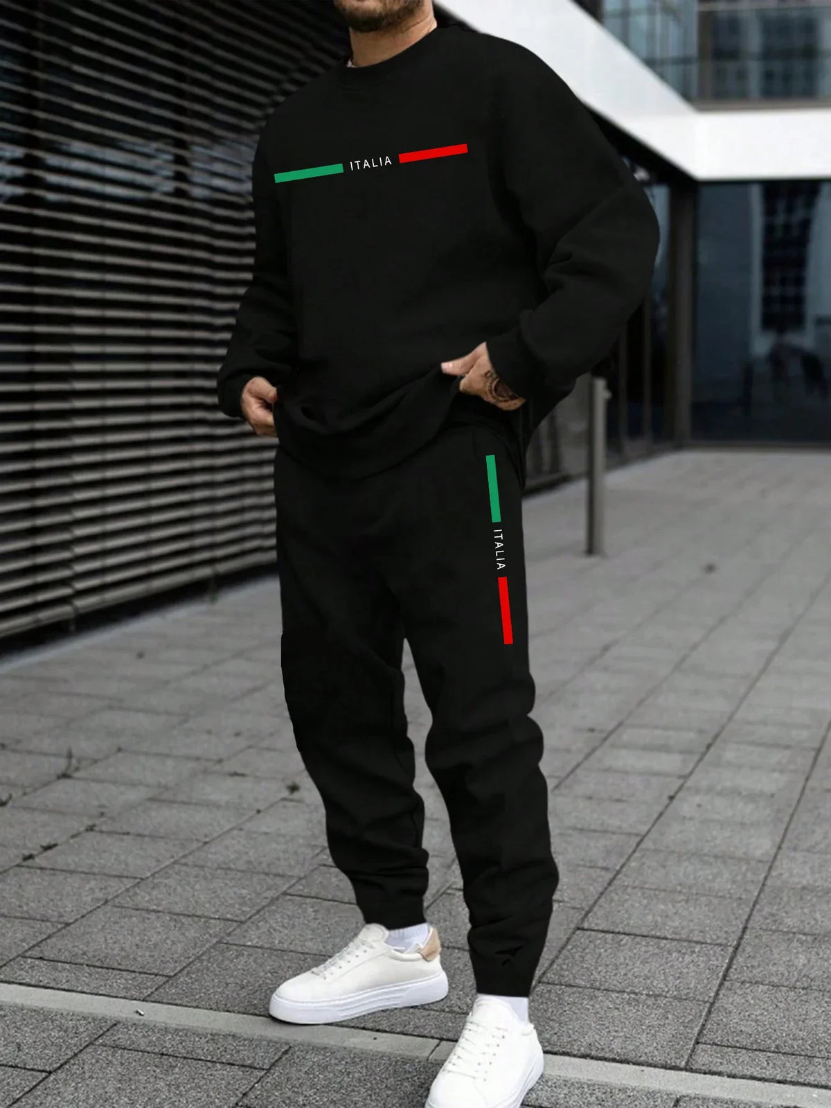 Autumn Mens Tracksuit Italy O Neck Sweatshirt Sweatpants 2 Pcs Set Casual Sports Pullover Pants Man Clothing Hip Hop Sportswear
