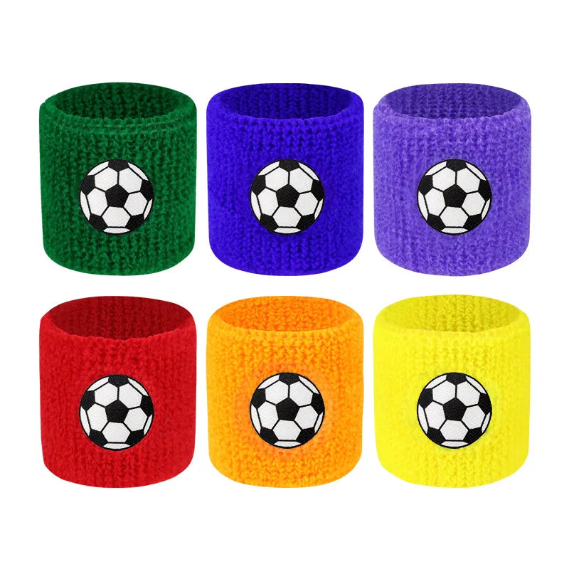 6Pcs Kids Sports Wristbands Colorful Cotton Wristband Sweatband For Children Wrist Protector Football Basketball Tennis Boy Girl